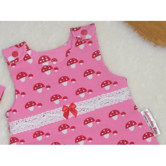 Newborn Baby Set - Romper, Strampler & Mütze Gr. 50 - rosa Fliegenpilze Bild 2