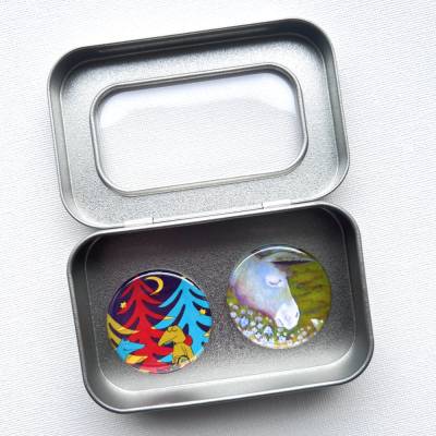 2 Magnete in der Box, Kühlschrankmagnet, Küche, Rezepthalter, witzige Magnete, Button Magnete, runde Magnete, Geschenk Büro,kleines Geschenk