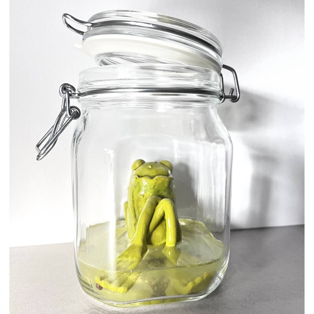 Der Spreewaldfrosch, Pickles, saure Gurken, Frosch Skulptur, Frosch im Glas, Froschkönig, Froschplastik, modellierter Fr Bild 8