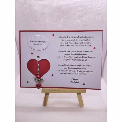 Schutzengelkarte, Karte mit abnehmbaren Schutzengel, Happy Birthday