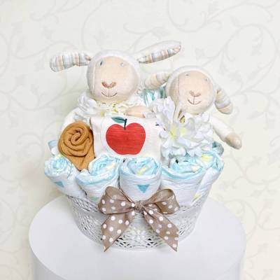 Windelgeschenk Schaf neutral beige zur Geburt