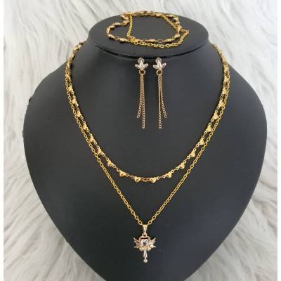 Schmuckset Zauberstab/ Goldfarbene Halsketten/ Stilmix Ketten/ Mehrfachkette mit Ohrringen & Armband/ Limitierte Auflage