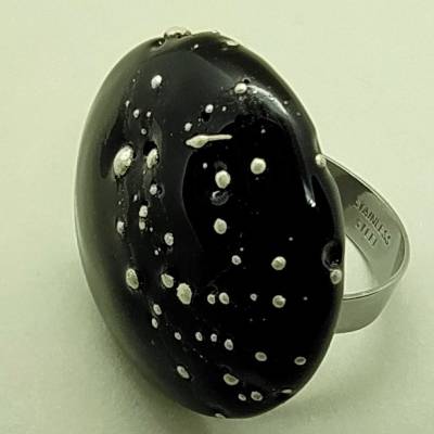 eleganter Fingerring schwarz/silber