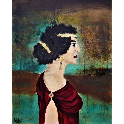 La Donna - Portrait - Originalgemälde in Öl und Acryl auf Leinwand, Keilrahmen. 40 x 50 cm