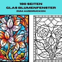 Glasblumen Malbuch 180 Seiten zum ausdrucken PDF Erwachsene Kinder