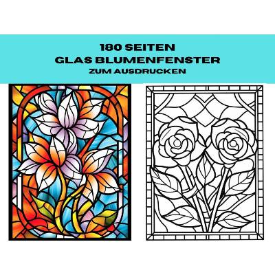 Glasblumen Malbuch 180 Seiten zum ausdrucken PDF Erwachsene Kinder