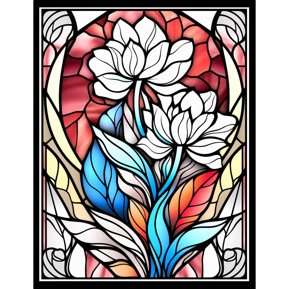 Glasblumen Malbuch 180 Seiten zum ausdrucken PDF Erwachsene Kinder Bild 3