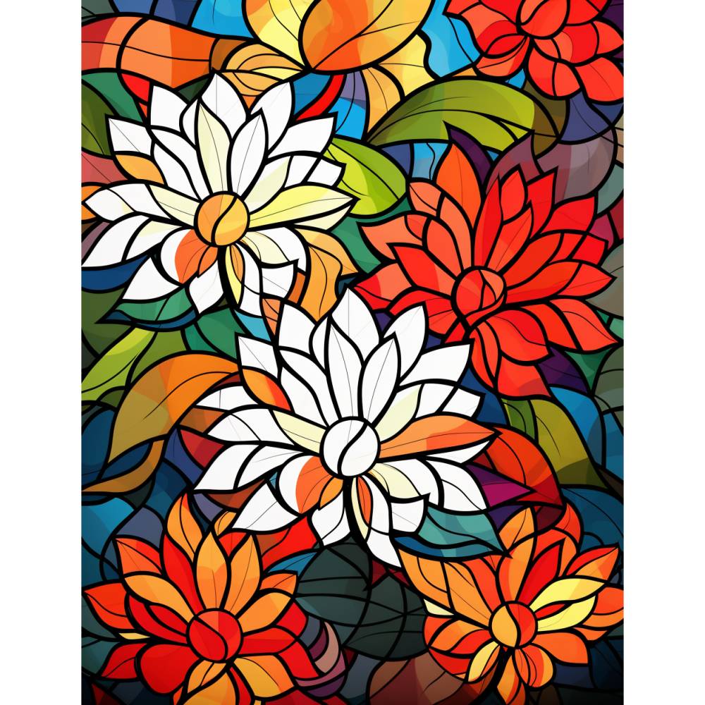 Glasblumen Malbuch 180 Seiten zum ausdrucken PDF Erwachsene Kinder Bild 5