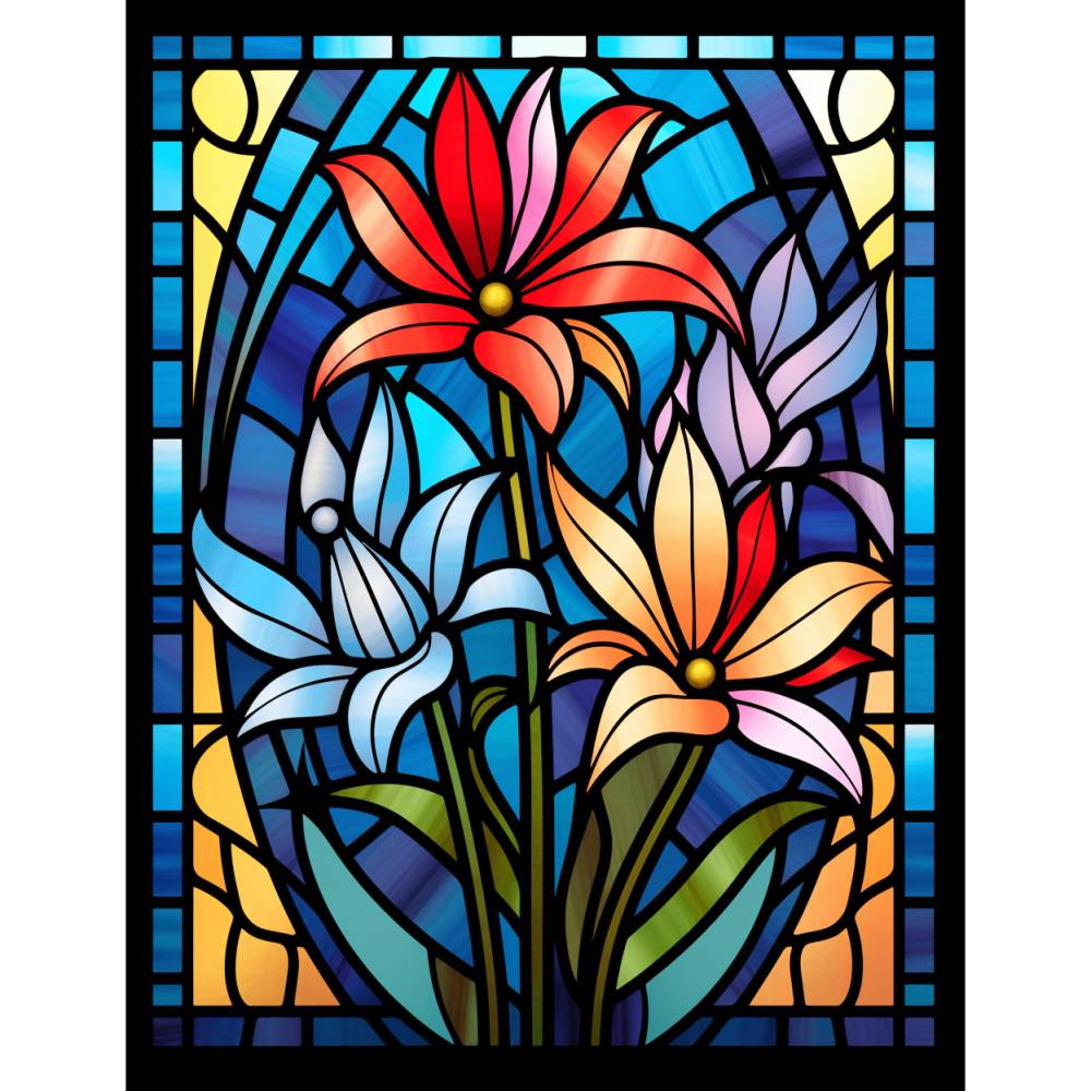 Glasblumen Malbuch 180 Seiten zum ausdrucken PDF Erwachsene Kinder Bild 6