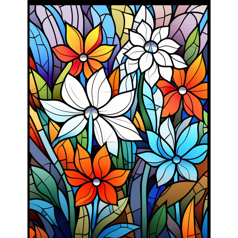 Glasblumen Malbuch 180 Seiten zum ausdrucken PDF Erwachsene Kinder Bild 7