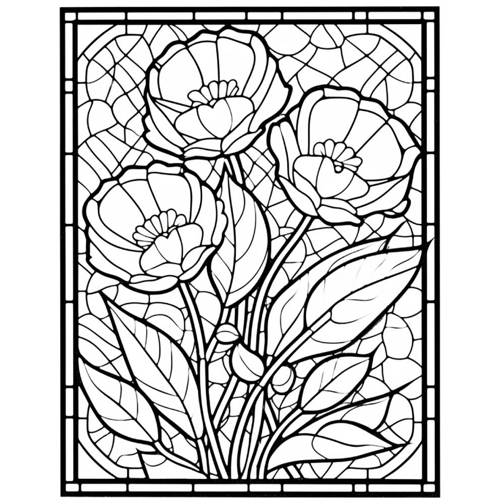 Glasblumen Malbuch 180 Seiten zum ausdrucken PDF Erwachsene Kinder Bild 8
