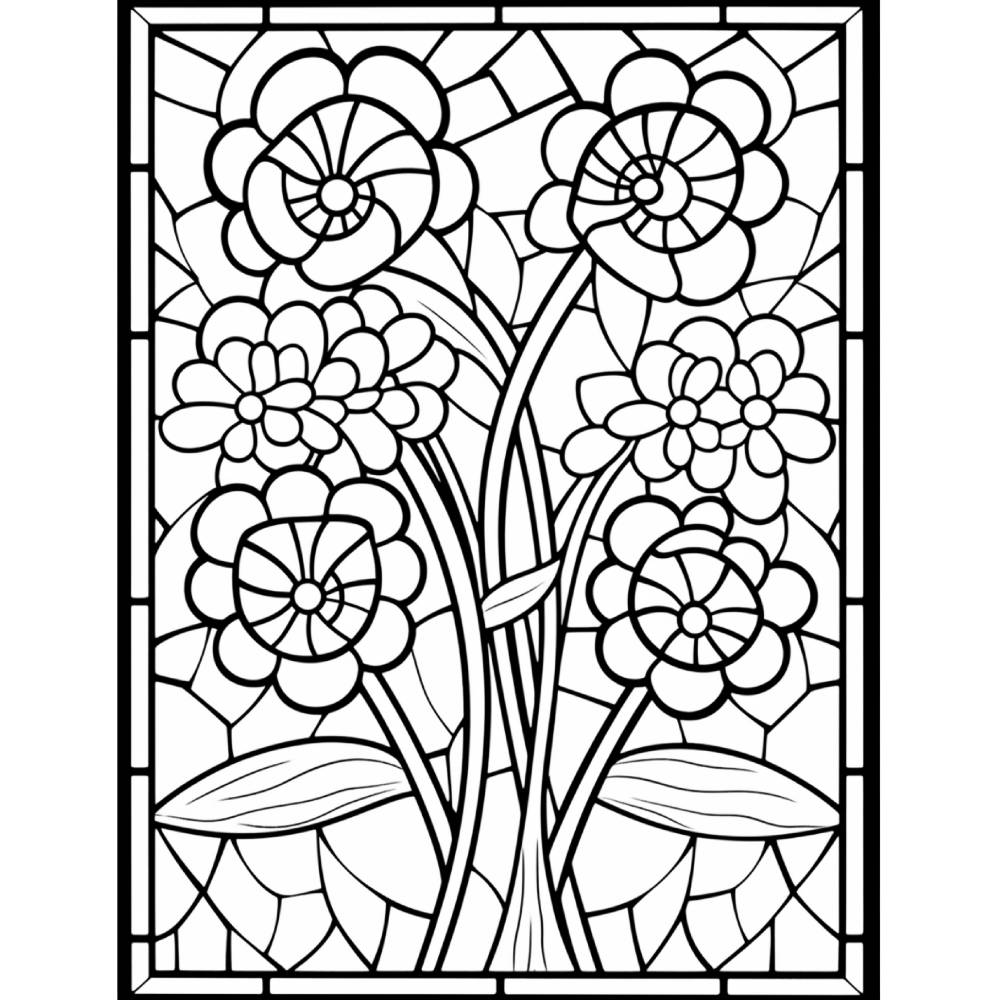 Glasblumen Malbuch 180 Seiten zum ausdrucken PDF Erwachsene Kinder Bild 9