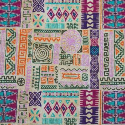 13,90 EUR/m Baumwollstoff Indianer Muster Tribsi gelb Ökotex Webware 100% Baumwolle