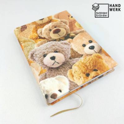 Notizbuch, Teddy Bären, DIN A5, 150 Blatt, handgefertigt