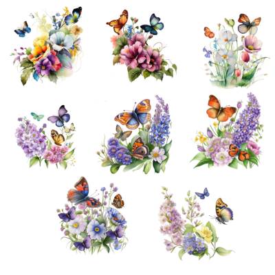 Bügelbilder Bügelmotiv Schmetterling Blumen Frühling Sommer Mädchen Höhe 25cm