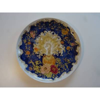Wandteller aus der Serie;Fantasia;. Echt Kobalt.  Kaiser. Durchmesser: 28 cm