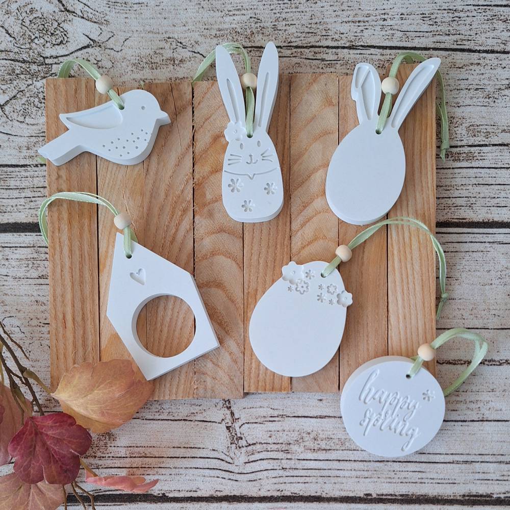 Set Deko Anhänger zu Ostern ~ Geschenkanhänger ~ Osterhase ~ Hase ~ Osterei ~ Frühling