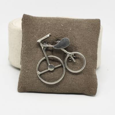 Vintage Brosche Fahrrad Silberfarbe Metall 80er Jahre für Rad Fahrer Sport Geschenk 