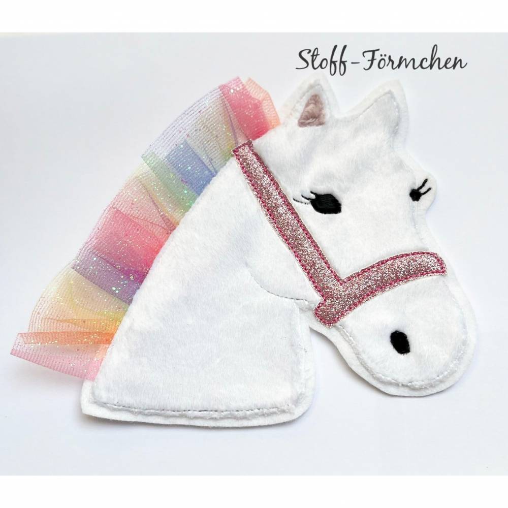 Große Pony Lulu-Applikation weiß Bild 1