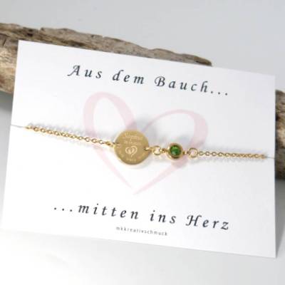 Personalisiertes Armband für Mamas - Geburtsdaten Namensarmband Edelstahl - Geburtsstein - Silber oder Gold