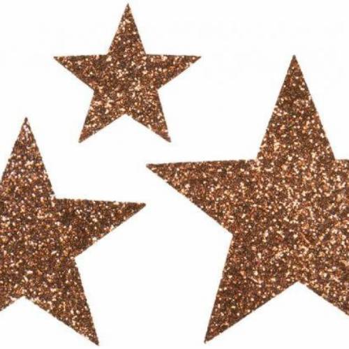 Bügel-Applikation 3x Sterne braun glitter