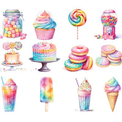 Bügelbilder Bügelmotiv Süßigkeiten Candy Süßes Eis Lolli Cupcake Torte Mädchen Baby Höhe 10cm