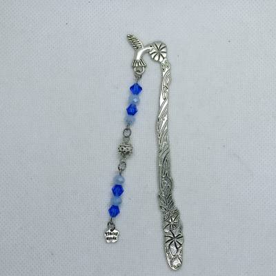 Lesezeichen Kolibri, mit blauen Perlen, 12 cm