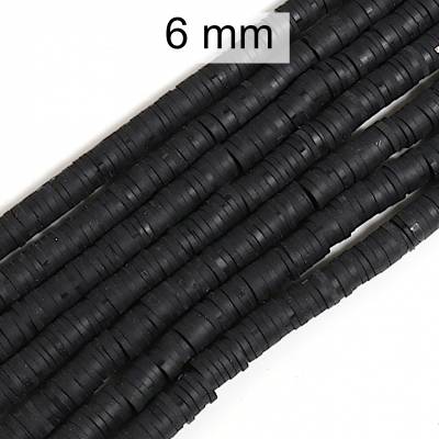 Katsuki Perlen - schwarz - ca. 6 mm - Loch ca. 2 mm - Polymer Ton 