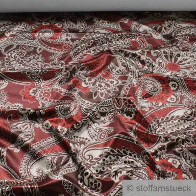 Stoff Viskose Samt Paisley bordeaux braun Polstersamt Polsterstoff Bezug 25.000 Martindale