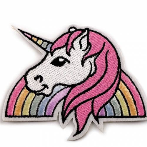 Einhorn Bügel-Applikation mit Regenbogen