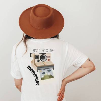 Tshirt Abenteuer Polaroid Kamera BIOBAUMWOLLE Let's make memories - Reise Shirt Adventure Wandern Outdoor Shirt