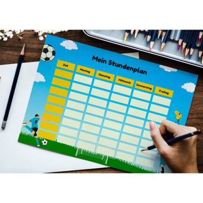 Top-Qualität | Fußball Stundenplan A4: Ideal für jedes Schulkind - Beidseitig Bedruckt & optimiert für organisierten 