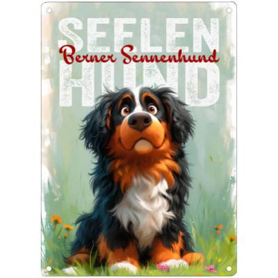 Hunde-Dekoschild SEELENHUND BERNER SENNENHUND, wetterbeständiges Wandschild