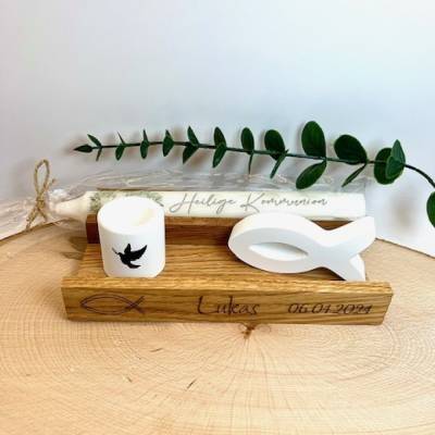 Personalisiertes Geschenk zur Kommunion / mit Name und Datum /Kommunionsgeschenk / Kommunion Deko / Tischdeko zur Kommun