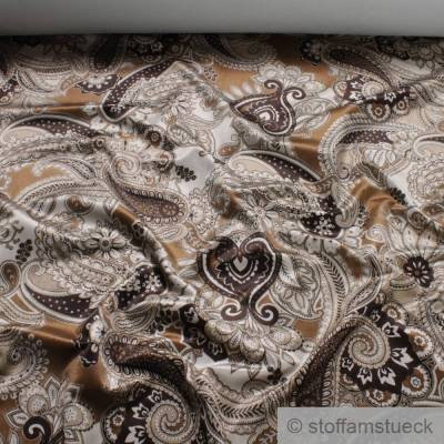 Stoff Viskose Samt Paisley sand braun Polstersamt Polsterstoff Bezug 25.000 Martindale JAB Anstoetz Carlucci VIVOLO CA14