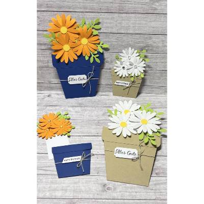Blumentopfkarte Karten Cards Geburtstag Muttertag etc. Blumen mal anders verschenken, „Happy Birthday“ „Alles Gute“ 