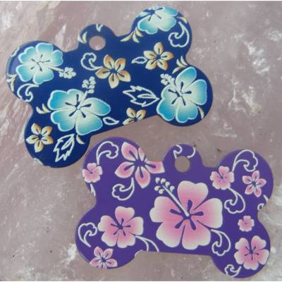 Hundemarke individuell graviert KNOCHEN Blumen