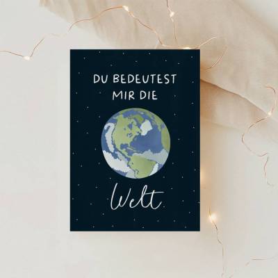 Postkarte Valentinstag "Du bedeutest mir die Welt" - A6 Karte Liebe - Karte Liebeserklärung - Freundschaft Freundin Mann