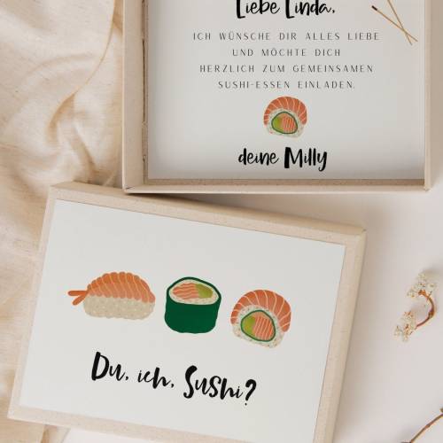 Geschenkschachtel Sushi Geburtstagsgeschenk - Geschenkverpackung Sushi Einladung - Einladung Sushi - Gutschein Sushi ess