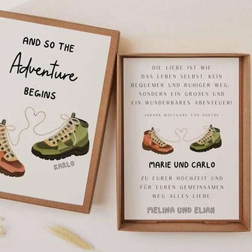 Geschenkschachtel Hochzeit Wanderschuhe - Geldgeschenk Hochzeit Wandern Schachtel Hochzeit Natur Reise Hochzeitsgeschenk