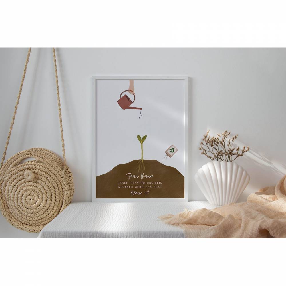 Abschiedsgeschenk Lehrer Wachsen Fingerabdruck Poster Klasse Gießkanne - Geschenk Lehrer - Danke Geschenk Schulabschluss Bild 3