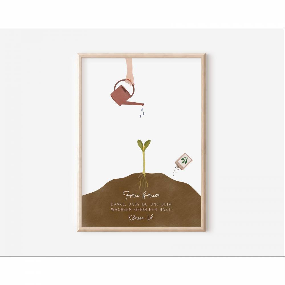 Abschiedsgeschenk Lehrer Wachsen Fingerabdruck Poster Klasse Gießkanne - Geschenk Lehrer - Danke Geschenk Schulabschluss Bild 5