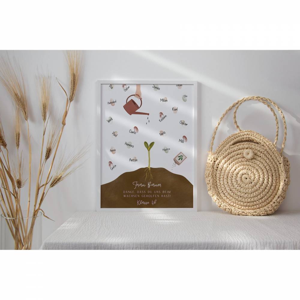 Abschiedsgeschenk Lehrer Wachsen Fingerabdruck Poster Klasse Gießkanne - Geschenk Lehrer - Danke Geschenk Schulabschluss Bild 6