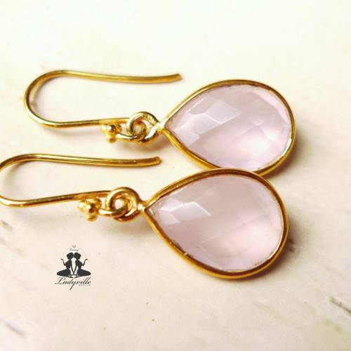 Rosa Chalzedon Ohrringe Edelstein Ohrhänger rosa opak Geburtsstein Oktober