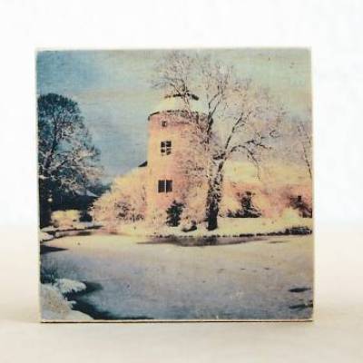 Ratingen Burg "Haus zum Haus" im Schnee, Fotografie auf hochwertiger Multiplex Platte