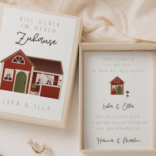 Geschenkschachtel zum Einzug Schwedenhaus - personalisiertes Geschenk Umzug - Geldgeschenk Einzug - Einzugsgeschenk Home