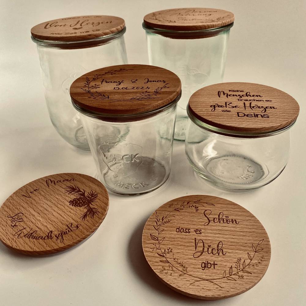 Süßigkeitenglas mit Gravur, Vorratsglas mit Holzdeckel, Schön dass es Dich gibt, Danke sagen