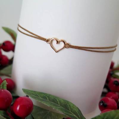 Armband Herz goldfarben Freundschaftsarmband Farbwahl 25 Farben Liebe