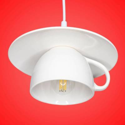 Tassenlampe, moderne Küchenlampe aus einer großen Jumbo-Tasse, Lampe für Küche, Esszimmer, Kaffeehaus und Gastronomie