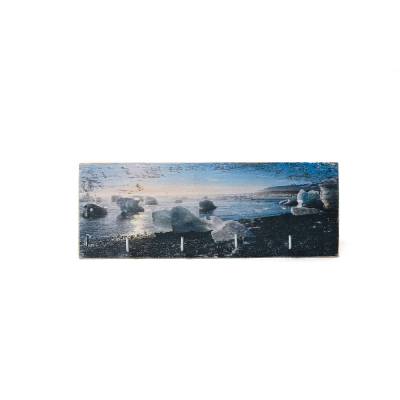 Schlüsselbrett Jökulsárlón – Island Naturmotiv – 4 Haken (23×8 cm)